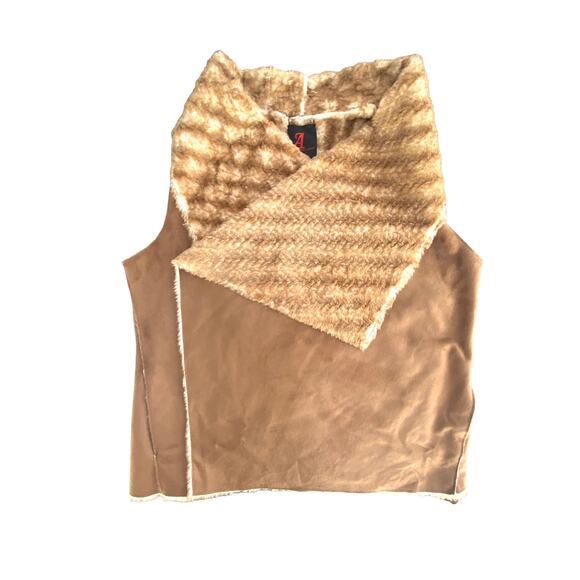 Adrienne Landau Tan Reversible Faux Fur Vest  SZ 1XL C100075 - Picture 1 of 10